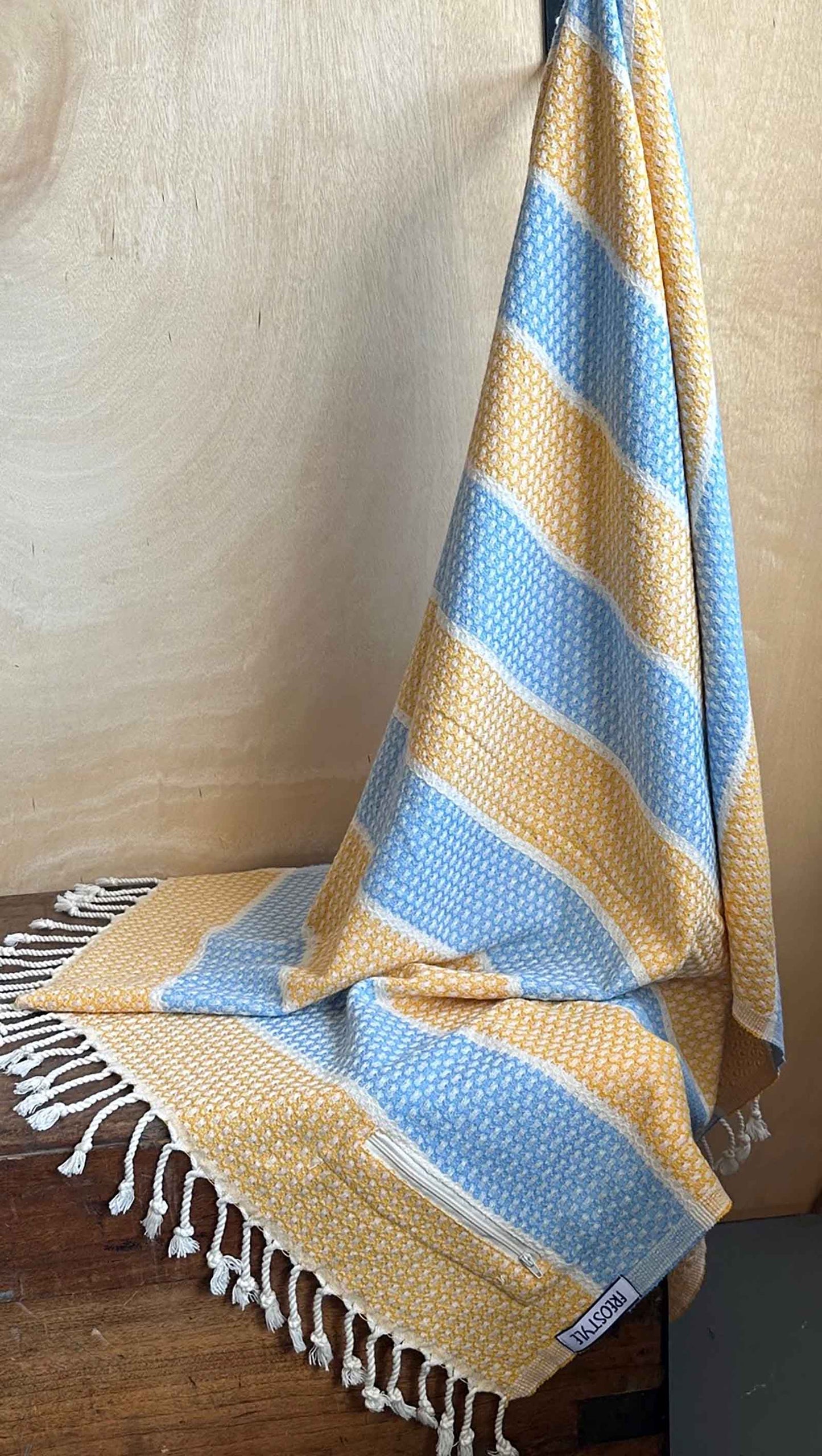 Amalfi Turkish Towel with Pockets, by Freostyle, displayed