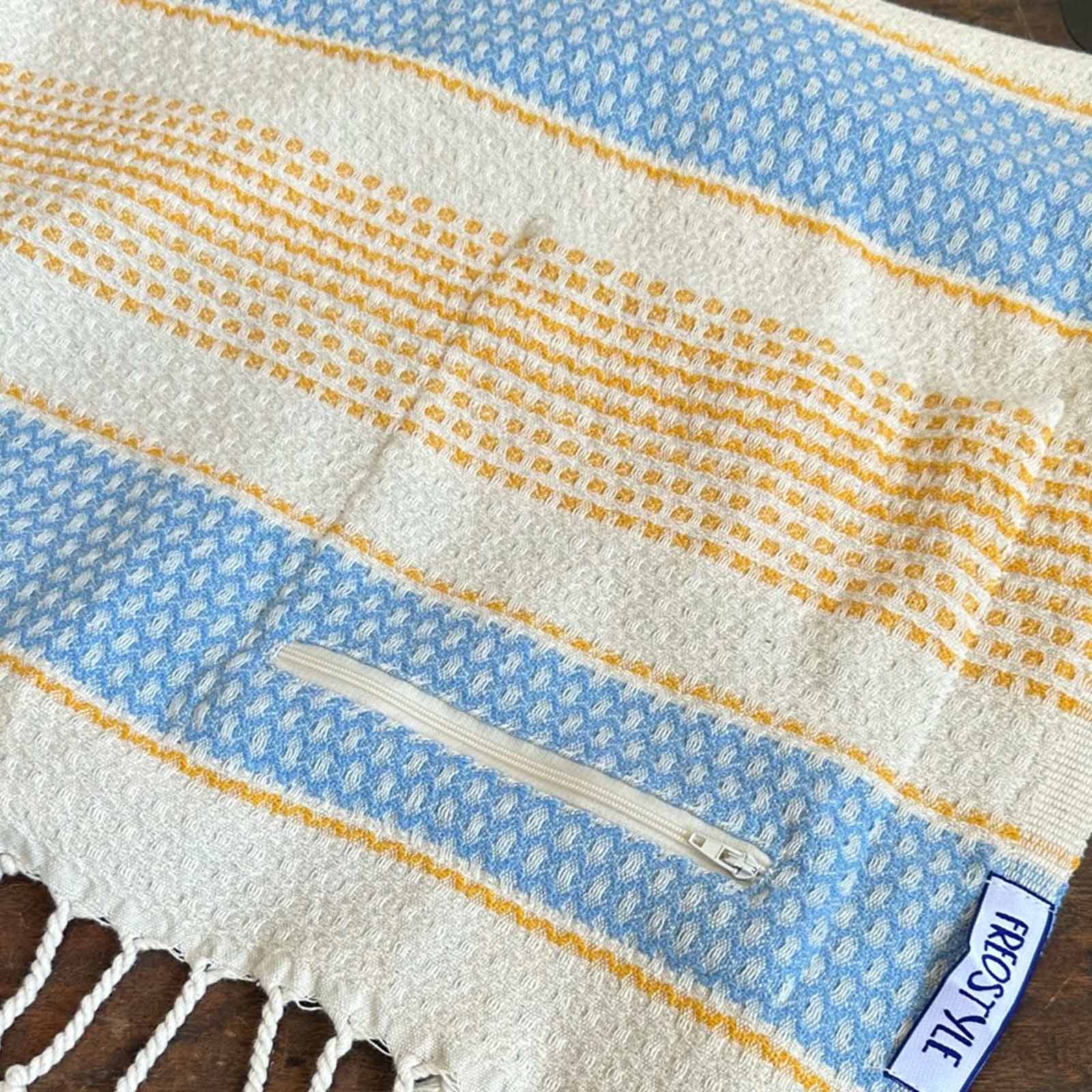 Atrani Turkish Towel with Pockets, by Freostyle, folded