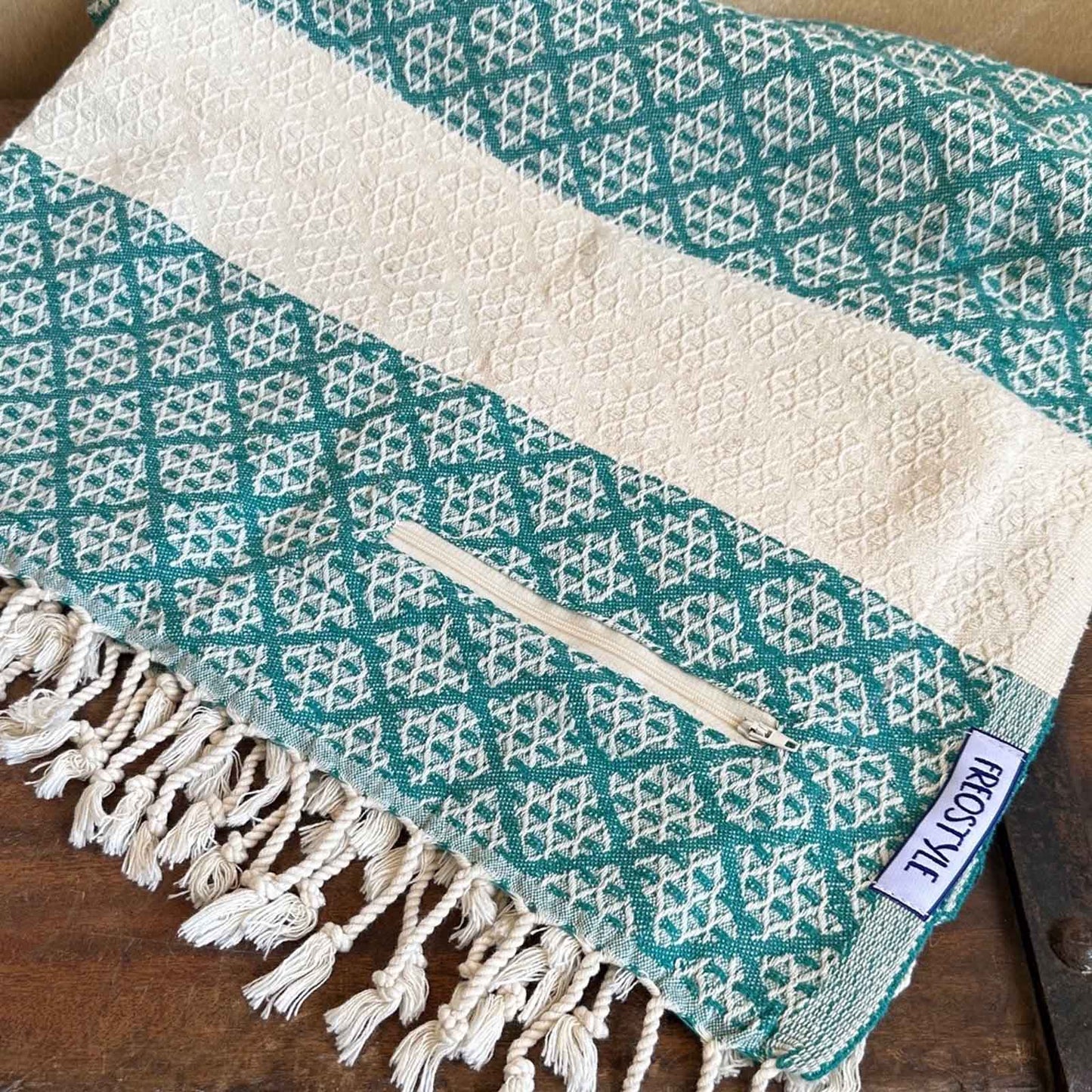 Greenbee Turkish Towel with pocket, by Freostyle, folded