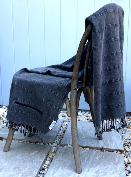 Smiths Turkish Towel in Charcoal Vintage, displayed