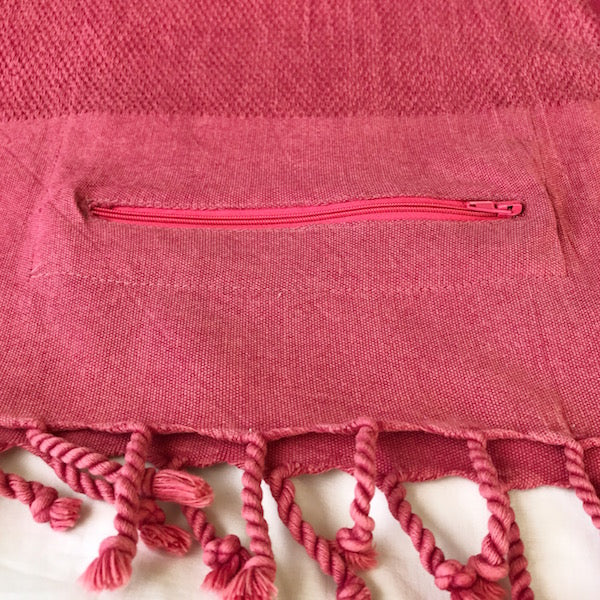 Freostyle Dusk pink Turkish Towel with zip up pocket