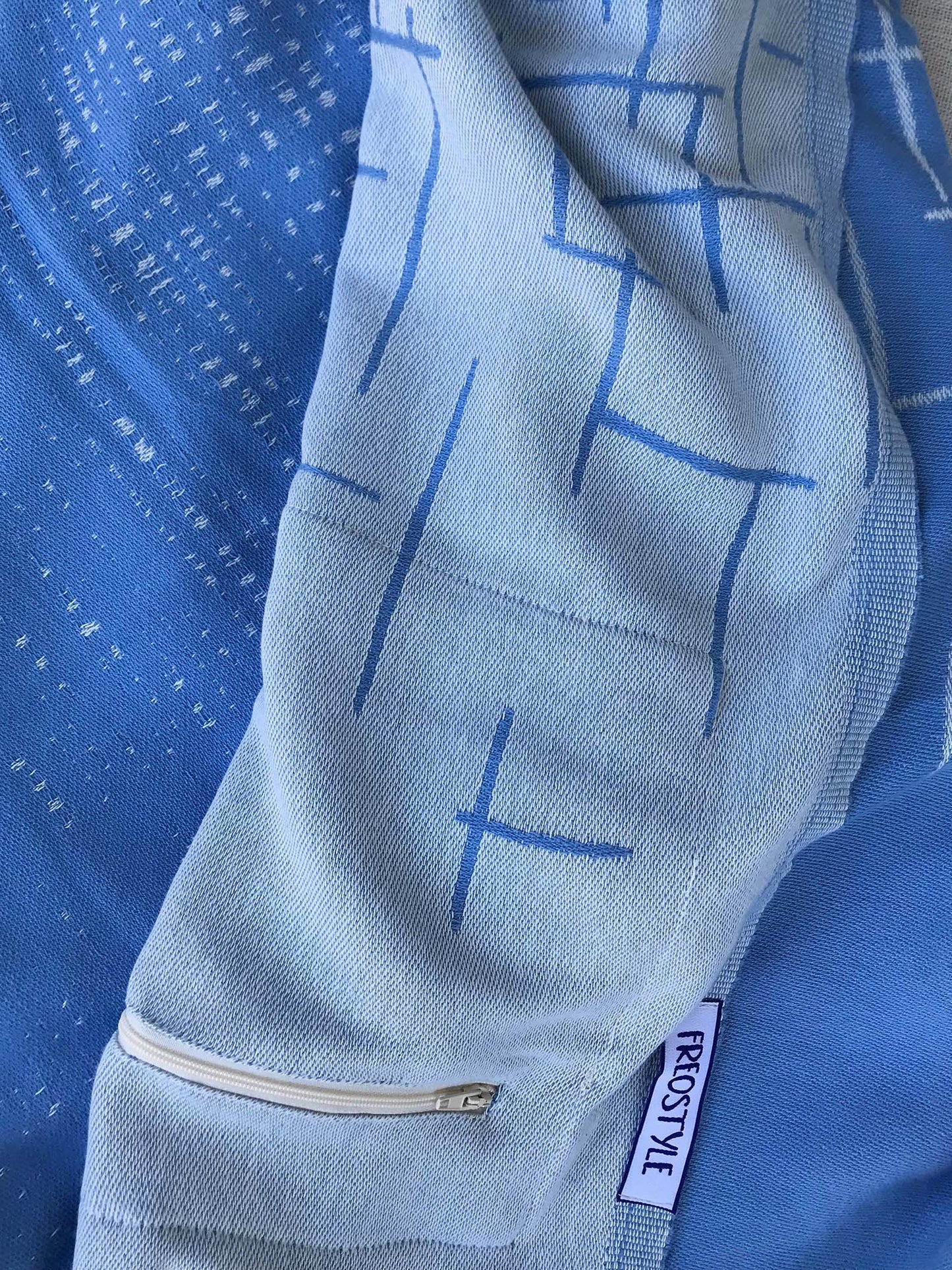 Freostyle Turkish Beach Towel with Pockets, Harbour, blue, displayed