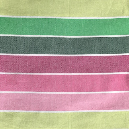 Spring: turkish towel in a green and pink stripe.