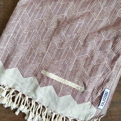 Biarritz Turkish Towel with Pocket, made by Freostyle, folded