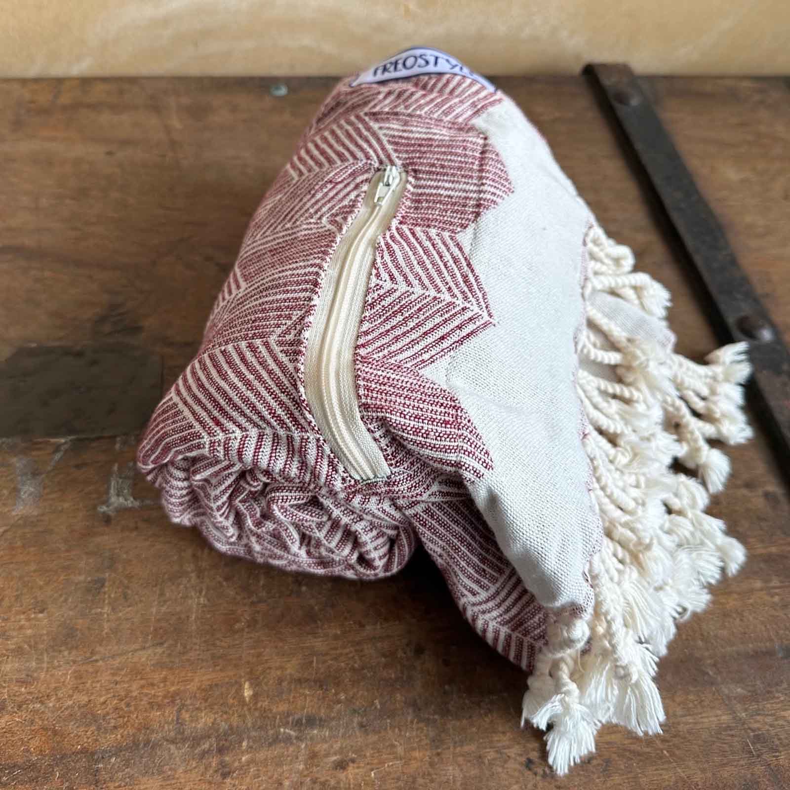 Biarritz Turkish Towel with Pocket, made by Freostyle, rolled