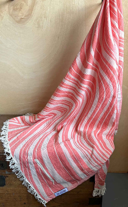 CHerry HAze Turkish Towel with Pockets, displayed, by Freostyle