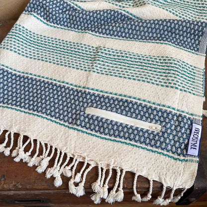 Como Turkish Towel with Pockets, by Freostyle, close up of pocket