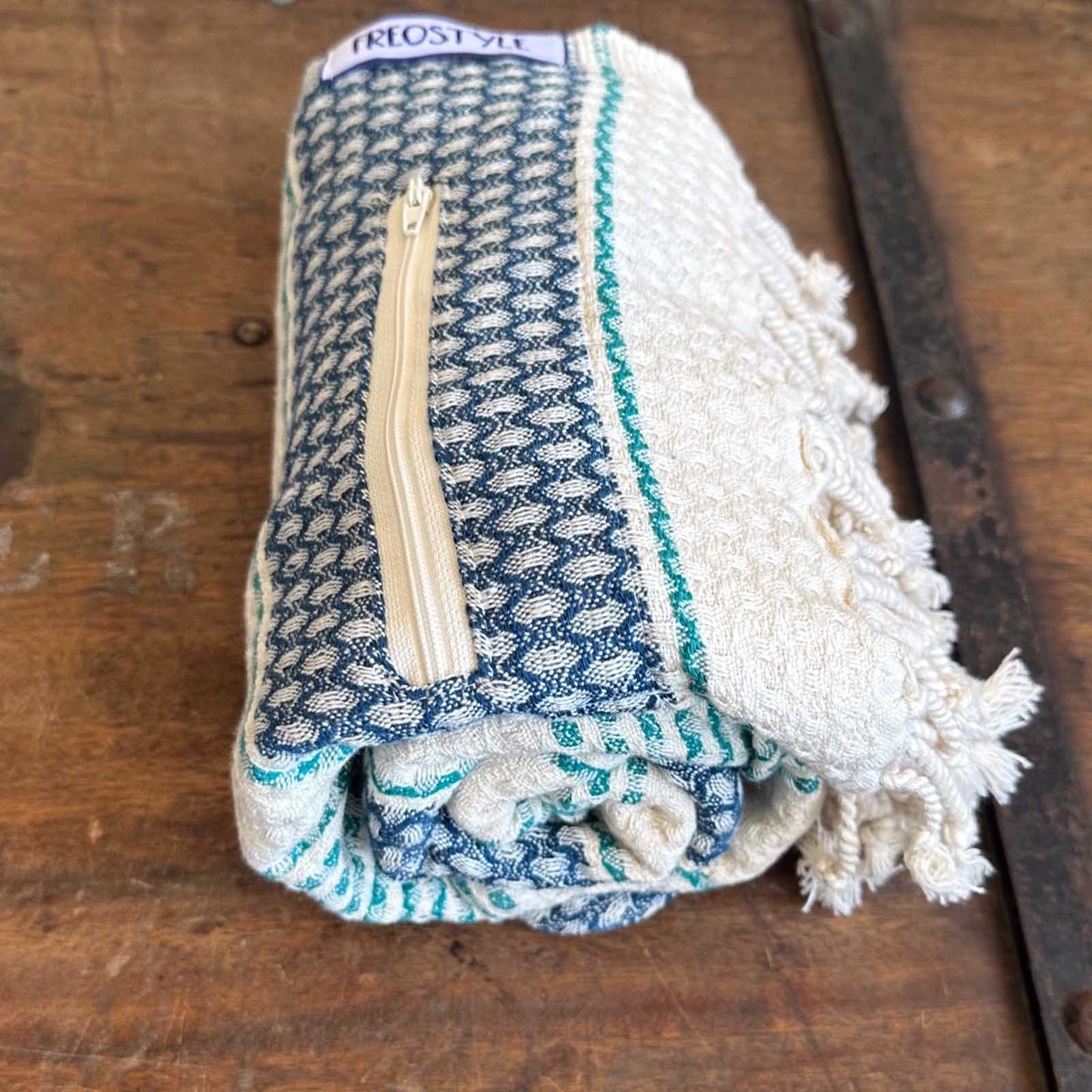 Como Turkish Towel with Pockets, by FReostyle, rolled