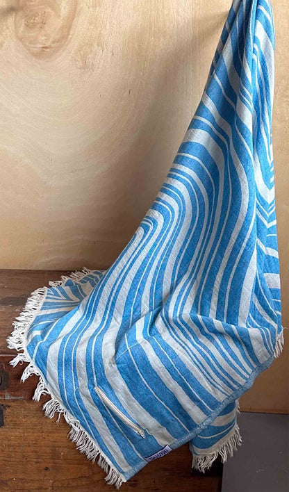 Ocean Haze Turkish Towel with Pockets, displayed, by Freostyle
