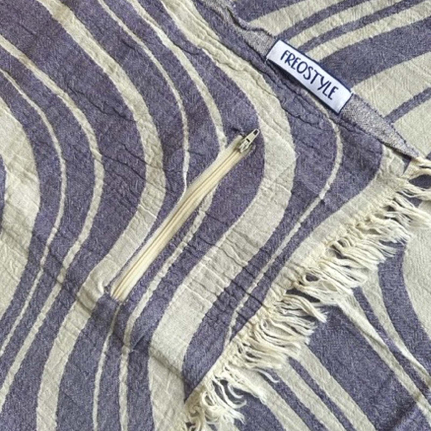 Purple Haze Turkish Towel with Pockets, close up of pocket