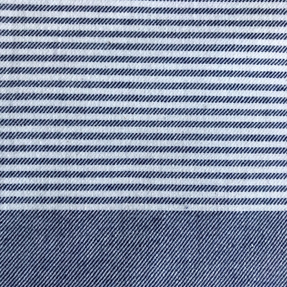 Freostyle Denham navy blue striped Turkish Towel with pocket, close up