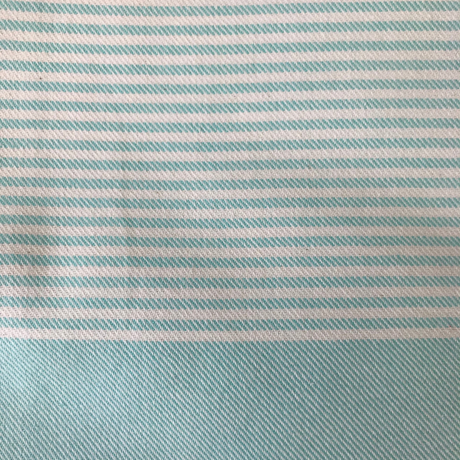 Eagle Bay ethically made turkish towel with pockets, coastal chic is aqua and white stripes