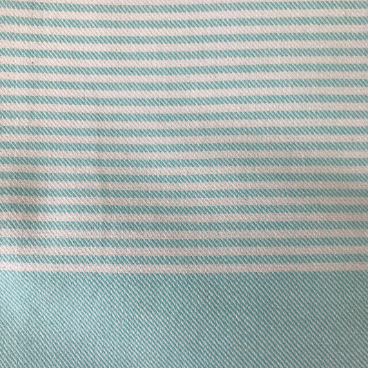 Eagle Bay ethically made turkish towel with pockets, coastal chic is aqua and white stripes