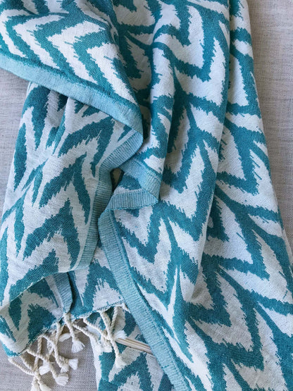 Bahari Turkish Towel with Pocket by Freostyle sustainable beach products, close up of pocket
