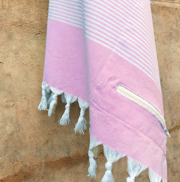 Pink Lake Turkish Towel with Pocket, by Freostyle
