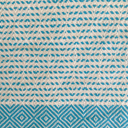 Freostyle Turkish Beach Towel with Pockets, Capri, Aqua Blue, close up of weave
