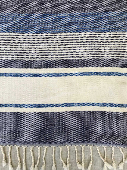 Freostyle sustainable turkish towel with pocket, Oceanus, close up of weave
