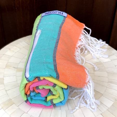 Our Happy Turkish Towel is lightweight and rolls up so small!