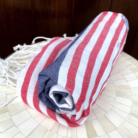 Havana Turkish Towel rolls up so small, it's perfect for the beach or pool