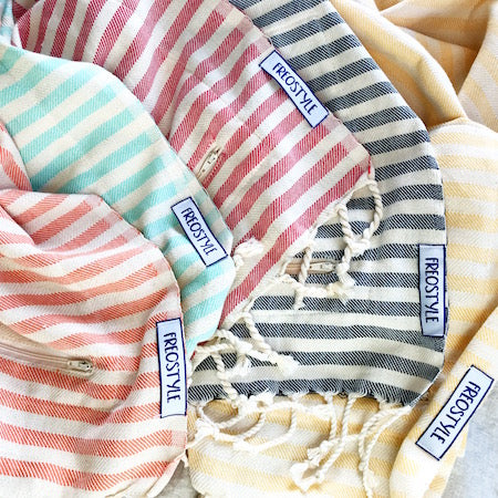 Lolly, Mintie, Candy, Star Gazer and Sand, unbleached cotton range Turkish Towels with pockets