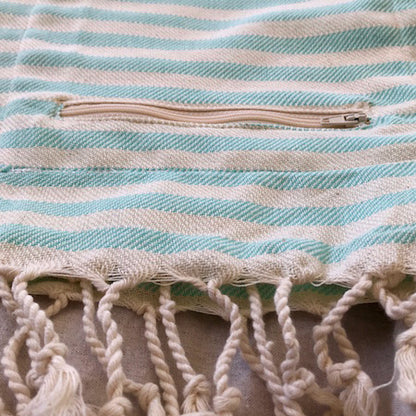 Poole Turkish Towel with Pocket, by Freostyle, close up of pocket