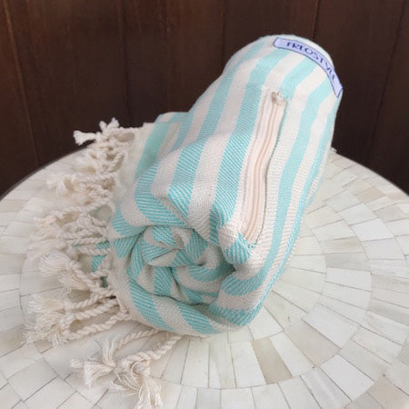 Poole Turkish Towel with Pocket, by Freostyle, rolls up so small