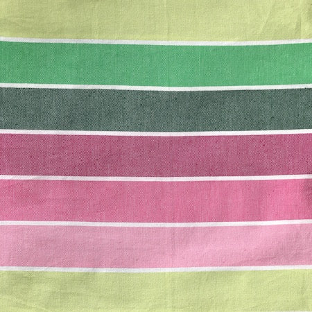 Spring: turkish towel in a green and pink stripe. 
