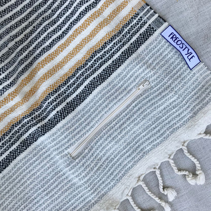 Zante Turkish Towel with Pockets, close up, sustainable bear gear from Freostyle